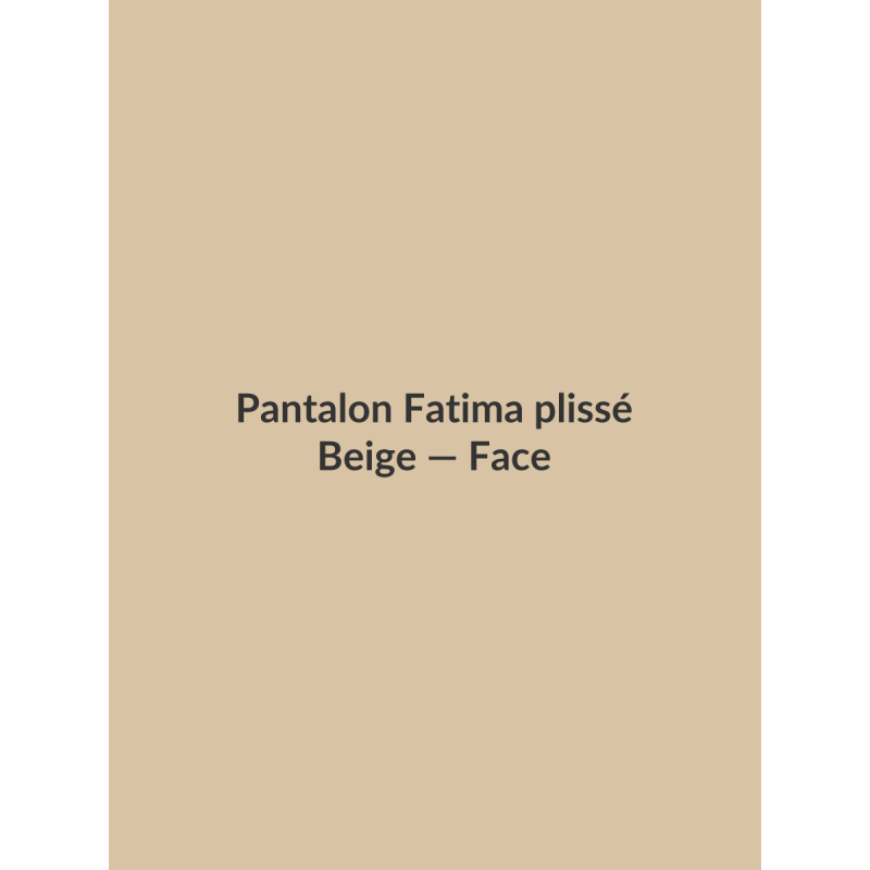 Pantalon Fatima plissé — Beige, vue face