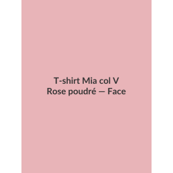 T-shirt Mia col V — Rose poudré, vue face