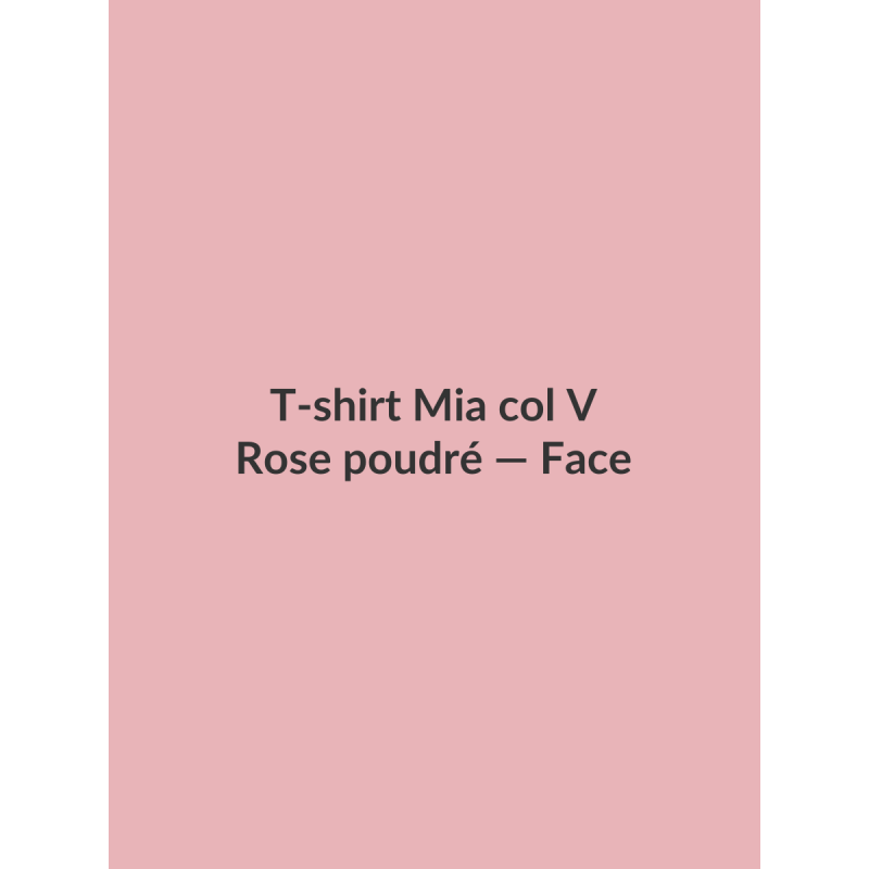 T-shirt Mia col V — Rose poudré, vue face