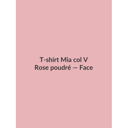 T-shirt Mia col V — Rose poudré, vue face