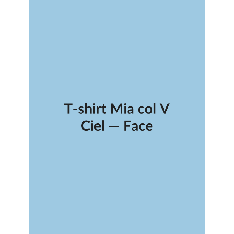 T-shirt Mia col V — Ciel, vue face